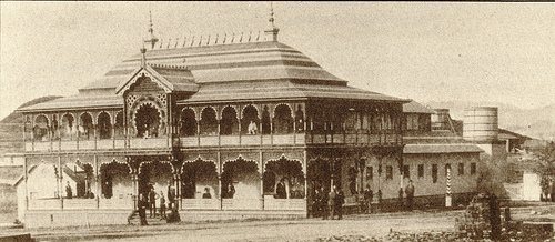 An early postcard view of the Crescent Bath House, Lake Elsinore, California