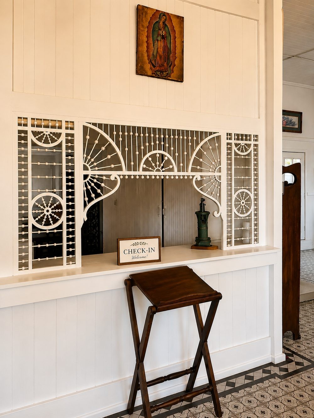 The front reception area inside The Crescent House at 201 W. Graham Avenue, the address you are buying